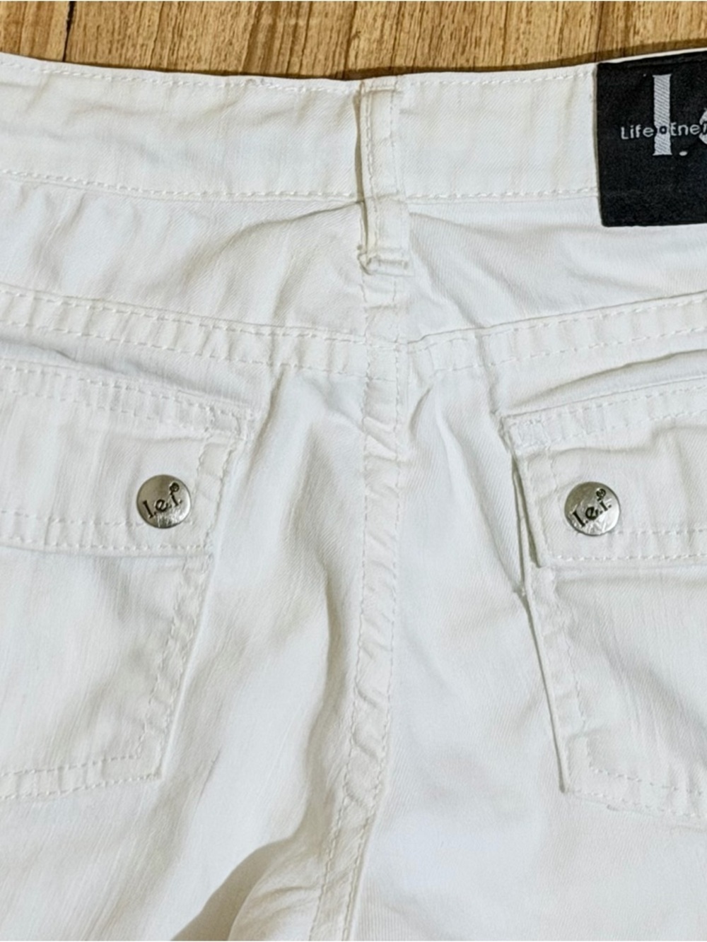 White Women's Drawstring Utility Shorts - Picture 4 of 10